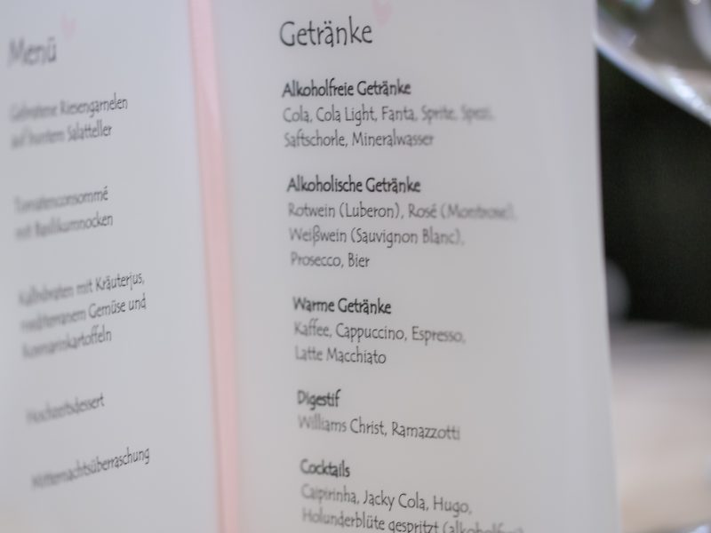 Menü Hochzeitsfeier Im Restaurant Campus in Ludwigsburg