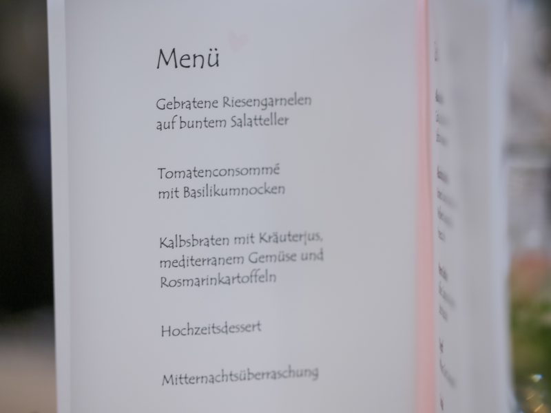 Menü Hochzeitsfeier Im Restaurant Campus in Ludwigsburg
