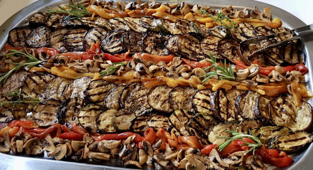 Antipasti Gemüse Buffet Paprika Zucchini Aubergine Champignons Im Restaurant Campus in